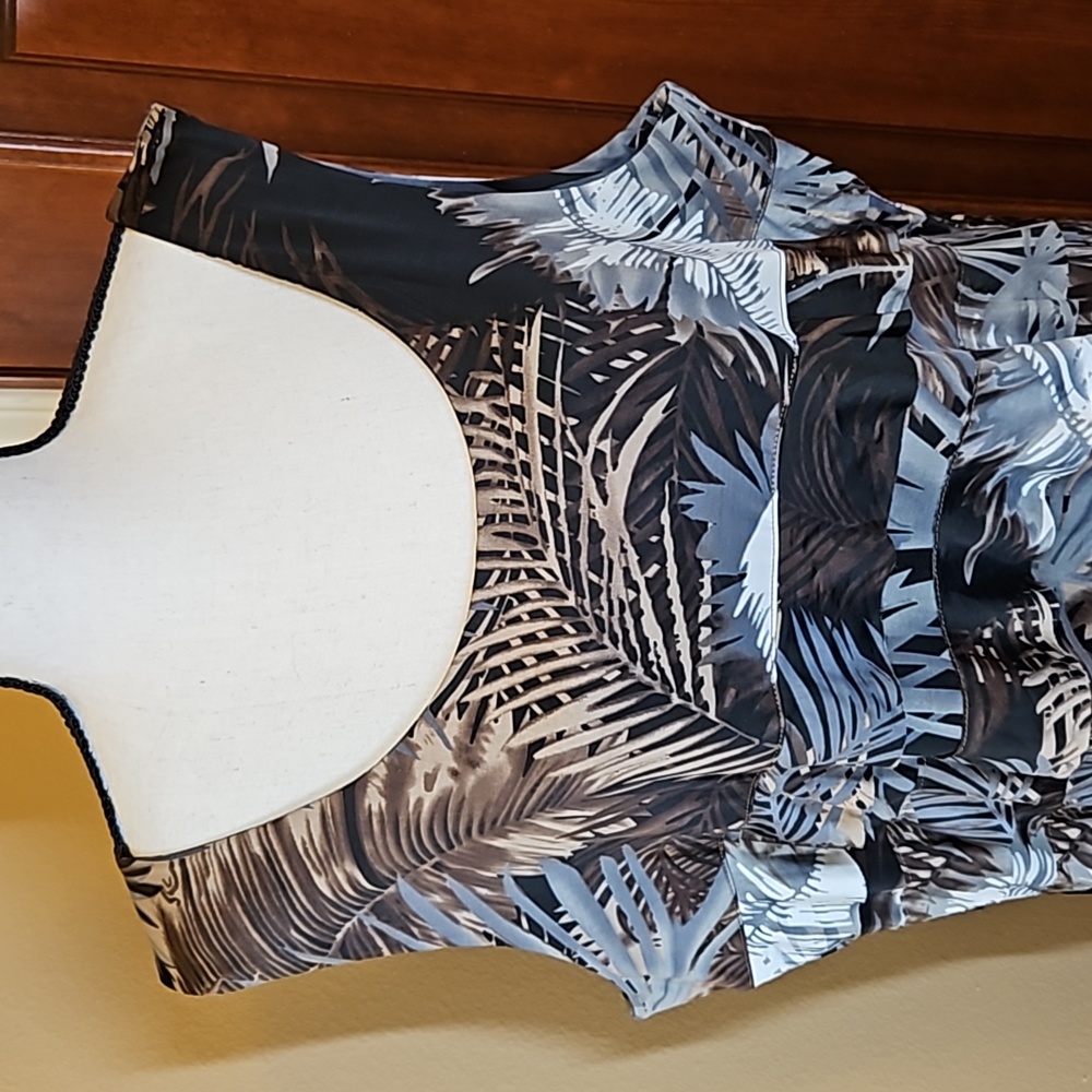 CREATION DRESS XXL SLEEVELESS BROWN BLACK WHITE RUFFLE - Picture 2 of 9
